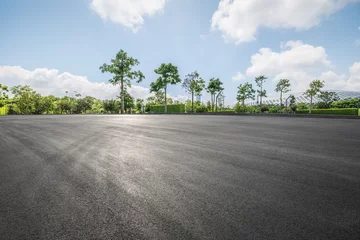 Fototapeten Clean asphalt road and woods background © zhao dongfang