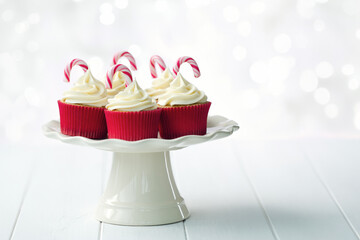 Christmas cupcakes decorated with candy canes