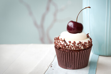 Black forest cupcake and mug