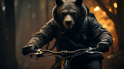 Bike Bear Adventure: A Playful Black Bear Riding a Bike