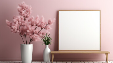 Modern Living: Picture Frame Mockup on Pink Wall