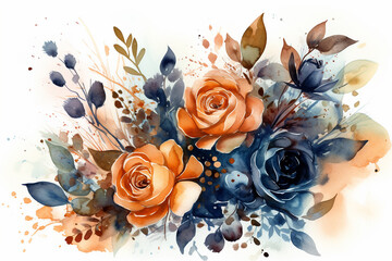 Watercolor lavender flowers set. Hand drawn illustration isolated on white background