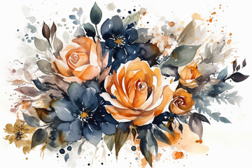 Watercolor lavender flowers set. Hand drawn illustration isolated on white background