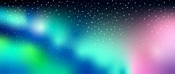 Sky background, northern lights and stars.
Illustration for cover, banner, poster, web and packaging.