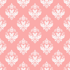 Classic seamless bright red and white pattern. Damask orient ornament. Classic vintage background. Orient pattern for fabric, wallpapers and packaging