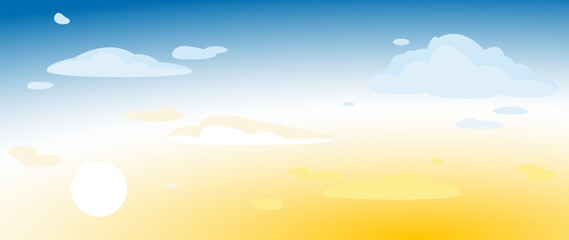 Fototapeta premium Background of the morning sky, sunrise and clouds. Vector illustration for cover, banner, poster, web and packaging.