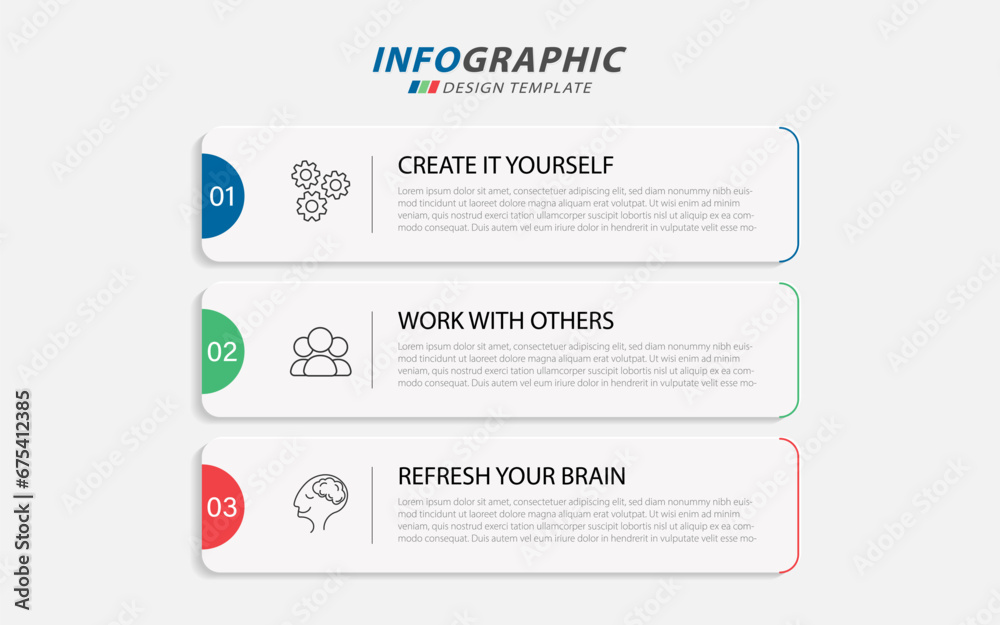 Leinwandbilder timeline creator infographic template. 3 step timeline journey, calendar flat simple infographics de