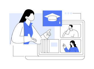 Remote learning isolated cartoon vector illustrations.