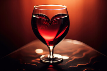 Valentine's Day Red Wine with Heart-Shaped Splash (Close-Up)