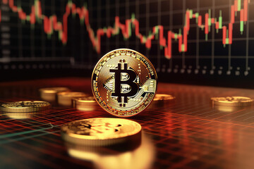 bitcoin symbol graph rising trend concept digital money. Generative AI.