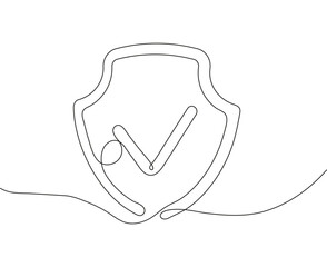 Shield icon vector in continuous line style, sign, illustration on