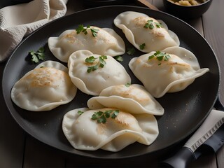 Capture the essence of Perogies in a mouthwatering food Generative AI 