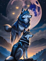 Mystic Moon Guardian Solitary Wolf