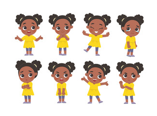 Kid collection of expression. A  cute Girl in various expressions and gesture set.