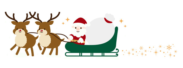 サンタクロースとトナカイのイラスト