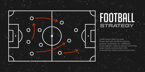 football strategy sign on black board. Soccer team formation and tactic .  game plan with football game strategy. Vector for international world championship sport tournament banner concept