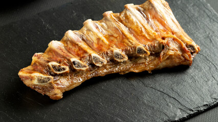 meat with spices on the table, the concept of the restaurant menu and recipe