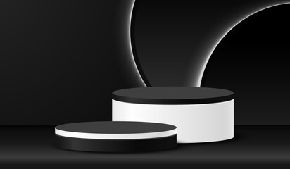 podium pedestal for displaying products with a black background