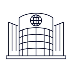 International office center.  Vector linear illustration icon isolated on white background.