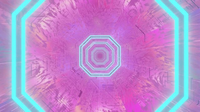Animation of a fantastic technological neon tunnel