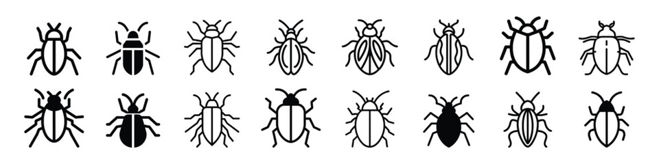 Dust mite icon,  Parasite tick linear icon. Cockroach icon on white background. Flat vector mite icon symbol sign from modern animals , Mite icons, Cockroach. Cockroach bug vector icon - obrazy, fototapety, plakaty