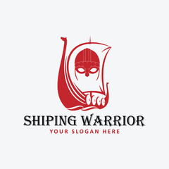 warrior shipping logo design vector