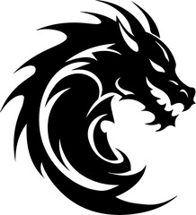Dragon black silhouette vector illustration. The symbol of New Year 2024.