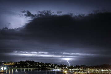 Lightning brightning the sky