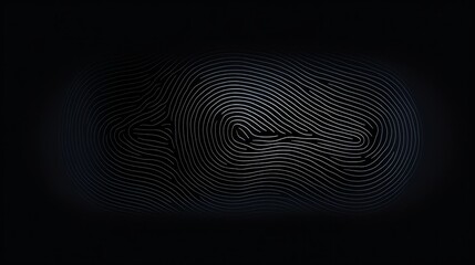 3D image of fingerprint in dark theme style. - obrazy, fototapety, plakaty