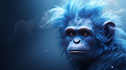 Futuristic beautiful blue monkey.