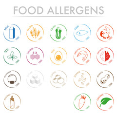 Colorful set of modern food allergens for business