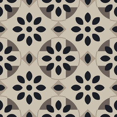 seamless pattern bohemian floral symmetry, royal hotel style, textile, wall, tablecloth, wrapping, vector illustration