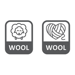 Vector label or badge for natural wool. Symbol wool for clothes.