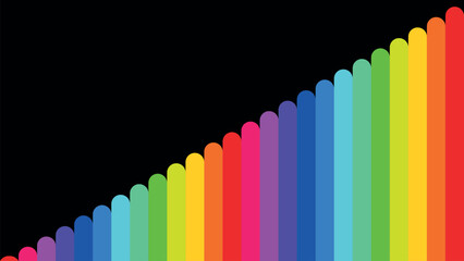 color abstraction, rainbow stripes, LGBT colors on a black background, colored pencils and paints