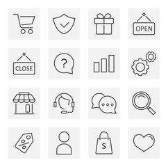 Ecommerce icon, Shopping icon set. Сollection of web icons for online shop, such as discount, delivery