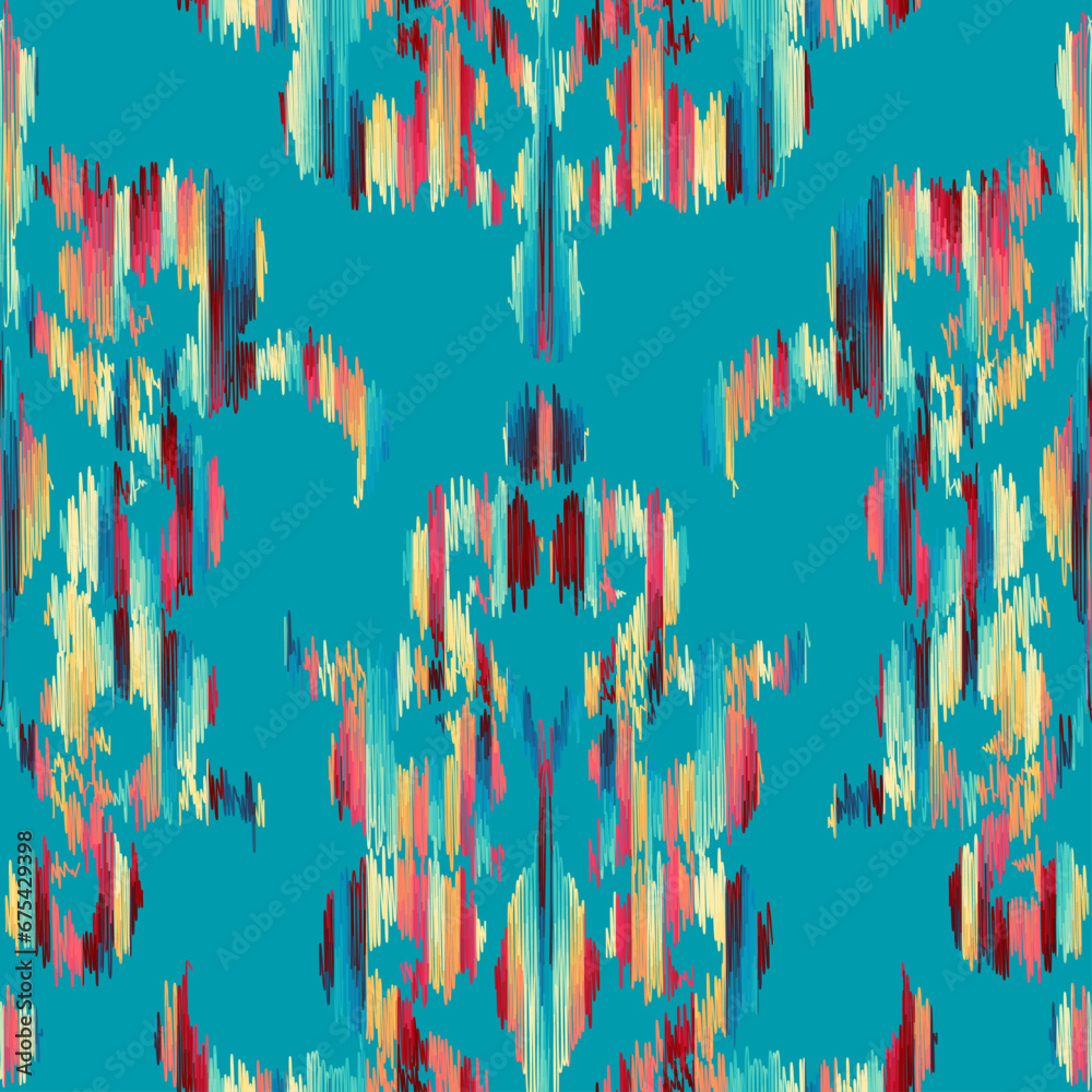 Poster abstract seamless tileable pattern. decorative abstract grunge vintage pattern .ikat style. vector i
