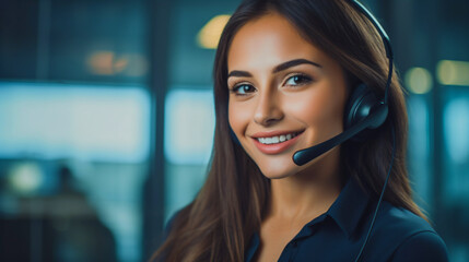 support customer service - a smiling female call center agent