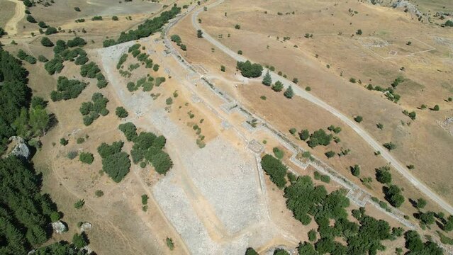 Aerial view of ancient city Hattusa in the capital of Hittites