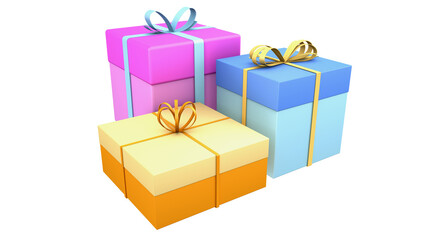 Gift in a box with a bow 3 d illustration for New Year, Christmas, birthday