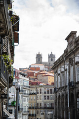Narrow street in old town of Porto
