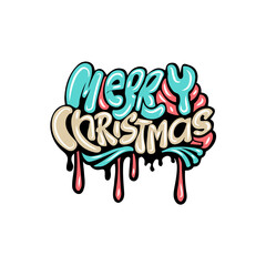 Merry Christmas graffiti lettering typography art illustration