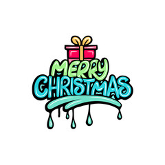 Merry Christmas graffiti lettering typography art illustration