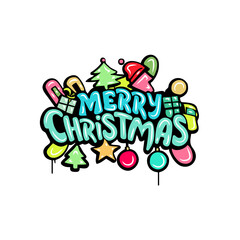 Merry Christmas graffiti lettering typography art illustration