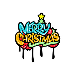 Merry Christmas graffiti lettering typography art illustration