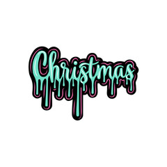 Merry Christmas graffiti lettering typography art illustration