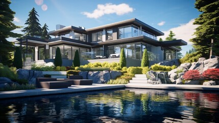 Luxury house at sunny day in Vancouver