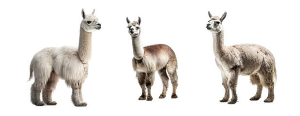 Fototapeta premium Set of Llama isolated on transparent background. Concept of animals.