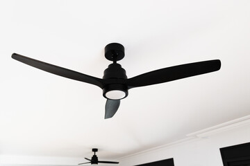 Electric black ceiling lamp with propeller, ceiling fan with ventilator