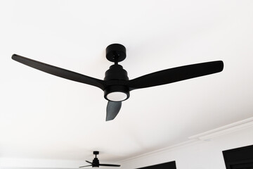 Electric black ceiling lamp with propeller, ceiling fan with ventilator