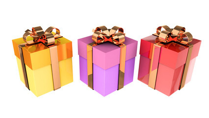 Gift in a box with a bow 3 d illustration for New Year, Christmas, birthday